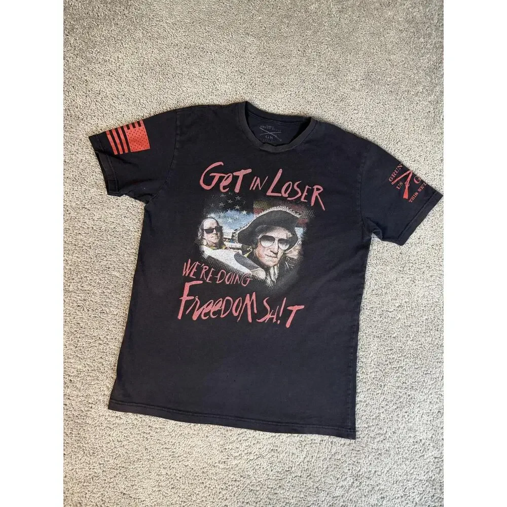Grunt Style Shirt Mens L Black Get In Loser Freedom Graphic Crew Neck Cotton